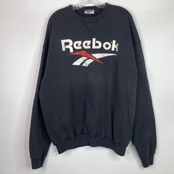 Vintage Reebok Black Crewneck Baggy Sweatshirt Size XL